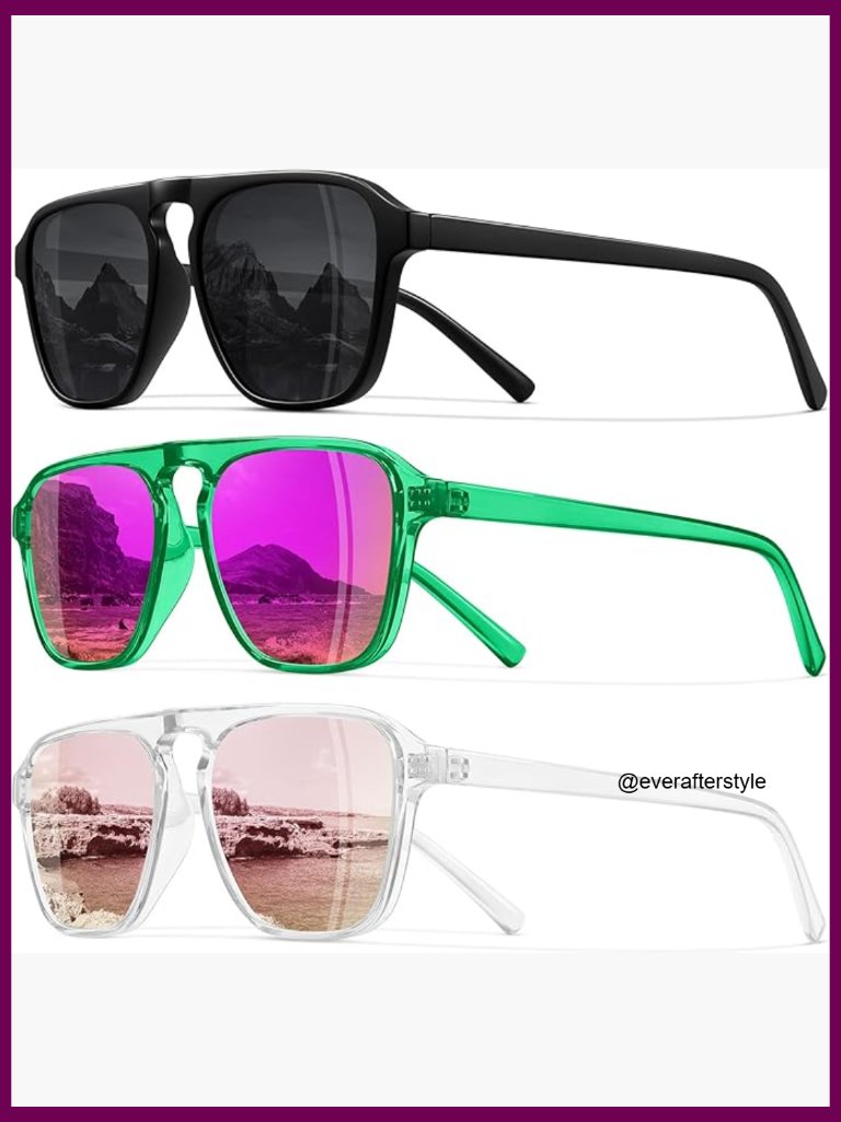 Polarized Retro Aviator Sunglasses With Plastic Frame For Driving Sports